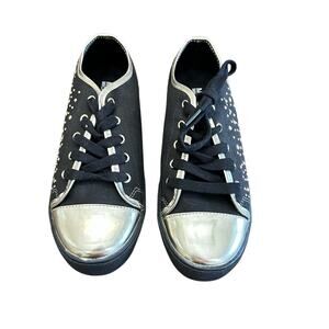 Michael Kors Ivy Dee Black Gold Studded Sneakers Size 5 Low Top